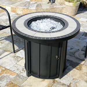 Hiland AFP-TTR Tile top 40,000 BTU Propane Fire Pit, Round, Bronze,Beige, Black