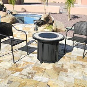 Hiland AFP-TTR Tile top 40,000 BTU Propane Fire Pit, Round, Bronze,Beige, Black