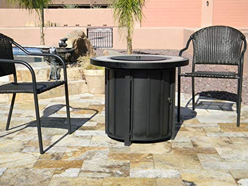 Hiland AFP-TTR Tile top 40,000 BTU Propane Fire Pit, Round, Bronze,Beige, Black