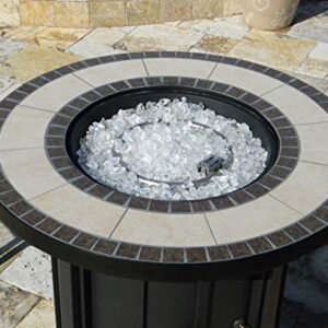 Hiland AFP-TTR Tile top 40,000 BTU Propane Fire Pit, Round, Bronze,Beige, Black