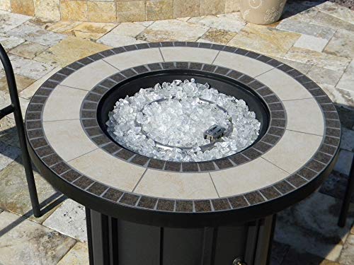 Hiland AFP-TTR Tile top 40,000 BTU Propane Fire Pit, Round, Bronze,Beige, Black