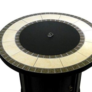 Hiland AFP-TTR Tile top 40,000 BTU Propane Fire Pit, Round, Bronze,Beige, Black