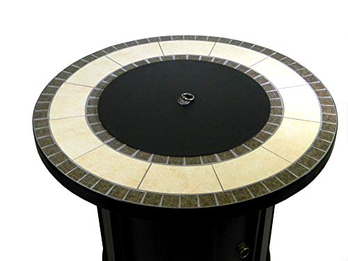 Hiland AFP-TTR Tile top 40,000 BTU Propane Fire Pit, Round, Bronze,Beige, Black