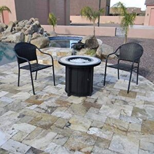 Hiland AFP-TTR Tile top 40,000 BTU Propane Fire Pit, Round, Bronze,Beige, Black