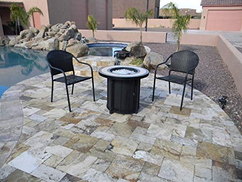 Hiland AFP-TTR Tile top 40,000 BTU Propane Fire Pit, Round, Bronze,Beige, Black