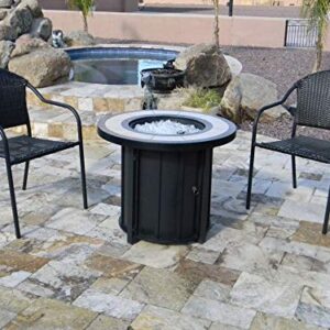 Hiland AFP-TTR Tile top 40,000 BTU Propane Fire Pit, Round, Bronze,Beige, Black