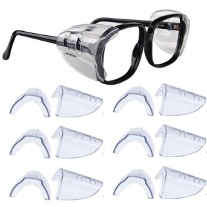 tooya 6 pair safety eye glasses side shields clear flexible slip on shield fits small to medium eyeglasses