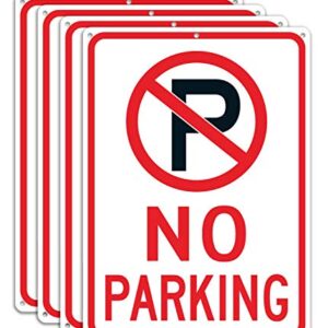 No Parking Sign With Symbol Sign (4 PACK), 14 x 10 Inches Reflective .40 Rust Free Aluminum, UV Protected, Weather Resistant, Waterproof, Durable Ink，Easy To Mount