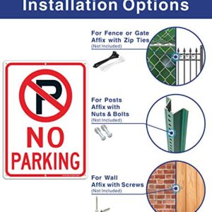 No Parking Sign With Symbol Sign (4 PACK), 14 x 10 Inches Reflective .40 Rust Free Aluminum, UV Protected, Weather Resistant, Waterproof, Durable Ink，Easy To Mount