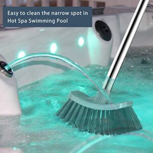 MEIBEI Hot Tub Scrub Brush with Long Handle -54", Stiff Bristles Grout Brush, Perfect for Cleaning Bathtub/Spa/Pond and Small Above Ground Pool
