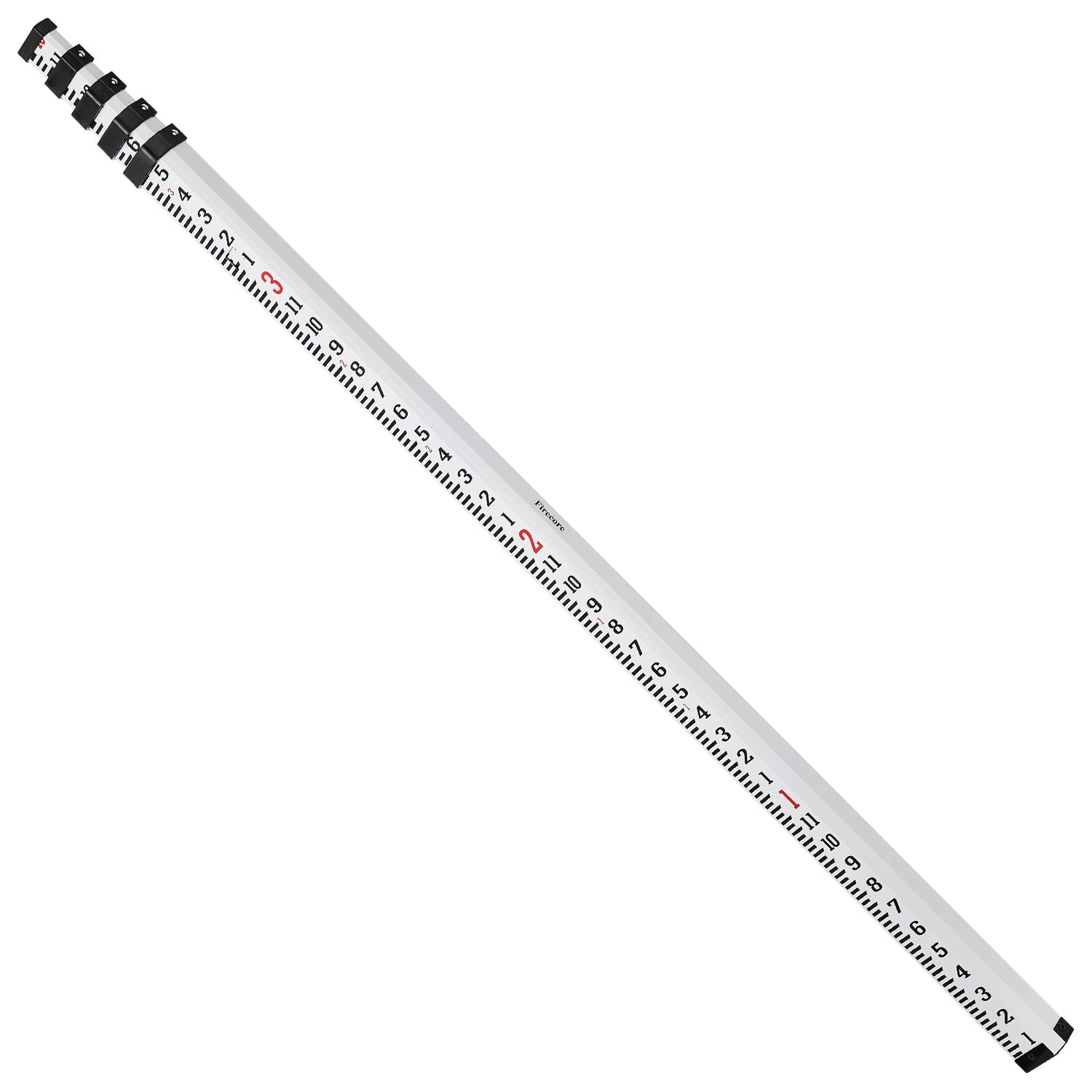 Firecore 16-Foot Aluminum Grade Rod - 10ths, 5 Sections Telescopic with Bubble Level-FLR500B