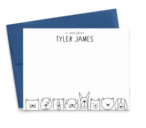 personalized dog stationary for boys or girls, personalized thank you cards for kids, dog stationary, your choice of colors and quantity