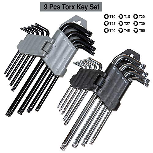 Owl Tools Torx Wrench and Security Bit Wrench Set (18 Wrenches) 9 Standard Torx Star Wrenches and 9 Security Tamper Proof Torx Wrenches