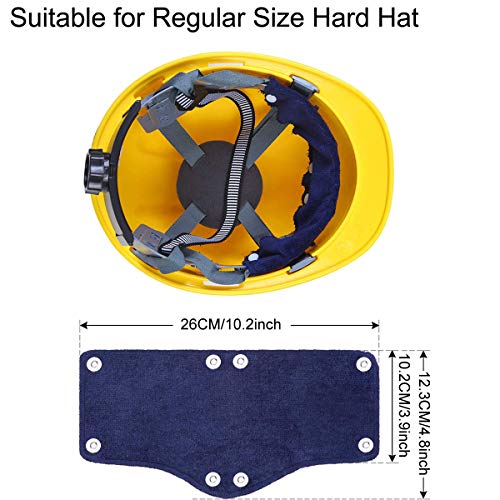 Cotton Hard Hat Sweatband Reusable Terry Cloth Snap-On Sweatband Liner Washable Hard Hat Accessories (Blue-10pieces)