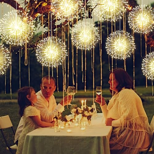 LetsFunny Fairy Starburst Christmas String Lights Wire Lights, 200 LED DIY 8 Modes Dimmable Lights with Remote Control, Decorative Hanging Starburst Lights Christmas Patio Indoor Outdoor Decoration