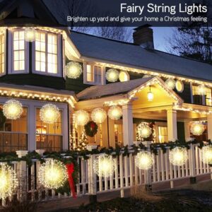 LetsFunny Fairy Starburst Christmas String Lights Wire Lights, 200 LED DIY 8 Modes Dimmable Lights with Remote Control, Decorative Hanging Starburst Lights Christmas Patio Indoor Outdoor Decoration