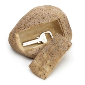 wiwaplex faux rock key hider, garden key hider outdoor, hide a key in plain sight in a real looking rock/stone