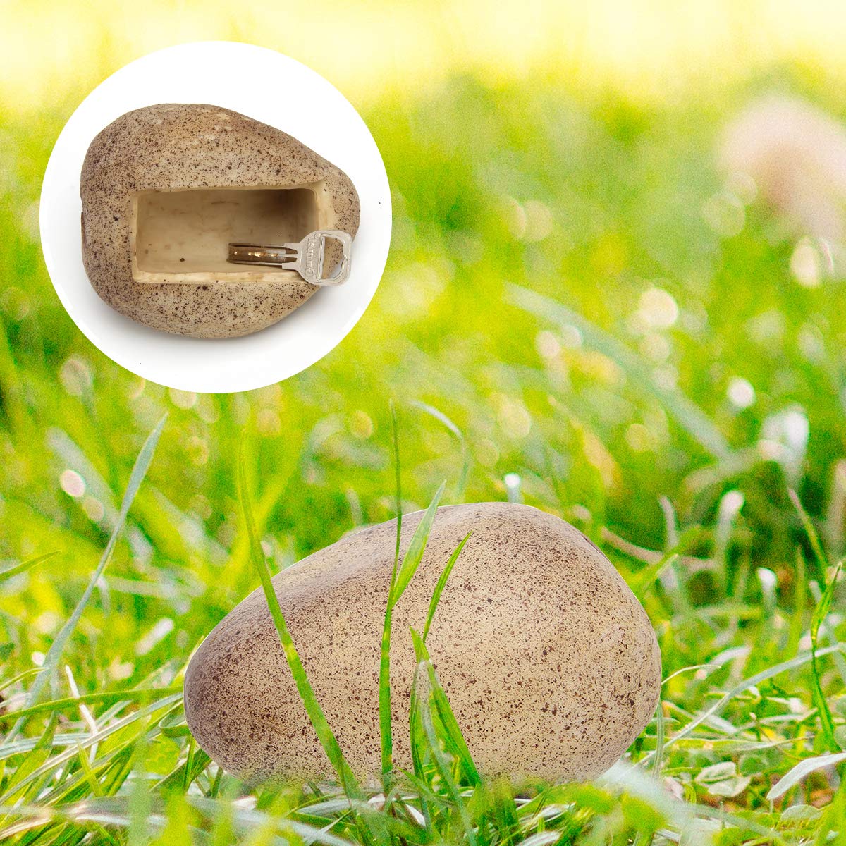 WIWAPLEX Faux Rock Key Hider, Garden Key Hider Outdoor, Hide A Key in Plain Sight in a Real Looking Rock/Stone