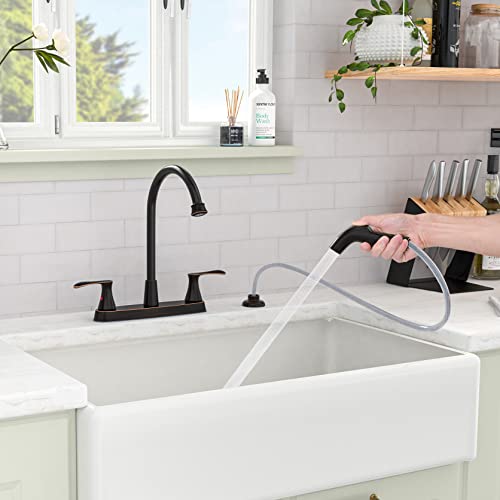 Kitchen Faucets for Sink 3 Hole,2-Handle Kitchen Faucet with Side Sprayer,Oil-Rubbed Bronze Kitchen Sink Faucet,4 Hole Faucet for Kitchen Sink Stainless Steel