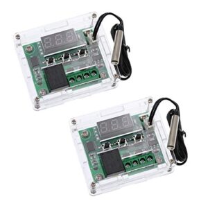 hiletgo 2pcs w1209 with case 12v dc digital temperature controller board micro digital thermostat -50-110°c electronic temperature temp control module switch with 10a one-channel relay and waterproof