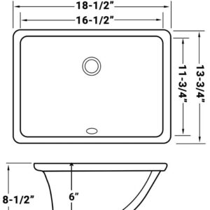 Ruvati 18 x 13 inch Undermount Bathroom Vanity Sink White Rectangular Porcelain Ceramic with Overflow - RVB0718