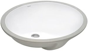 ruvati 18 x 15 inch undermount bathroom sink white oval porcelain ceramic with overflow - rvb0618