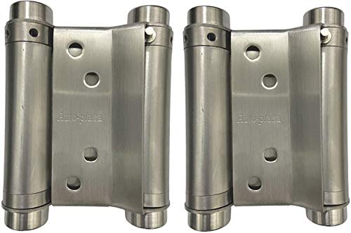 2 Pairs (4Pcs) of 3" Stainless Steel Cafe Saloon Door Swing Self Closing Double Action Spring Hinge