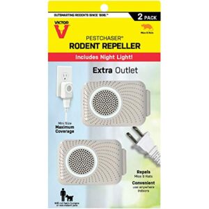 victor m752ps pestchaser rodent repellent with nightlight & extra outlet