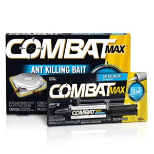 combat max, indoor and outdoor ant killing gel, 27 grams max ant killing bait stations, indoor and outdoor use, 6 count