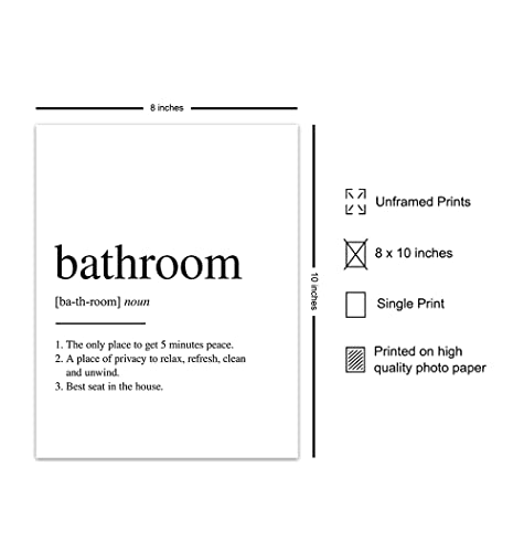 Original Bathroom Definition Typography Wall Art Poster Print - Unique Funny Home Decor for Bath - Makes a Great Inexpensive Gag or Housewarming Gift - 8x10 Photo UNFRAMED