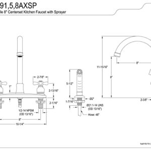 Kingston Brass FB7798AXSP Victorian 8" Centerset Kitchen Faucet, Brushed Nickel