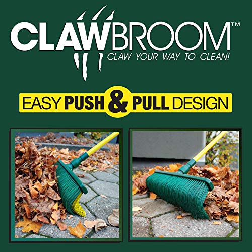 Claw Broom - Easy Push and Pull Design for Raking and Sweeping Indoor Outdoor - Adjustable Handle 38" - 62" - Curve Claw bristles - Dust, Leaves, and Light Snow are Swept Away in a Jiffy