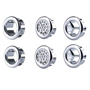 super more 6 pack vanity sink overflow cover basin sink ceramic bathroom vessel kitchen basin trim remplacement round caps insert in hole (silver abs plastic)
