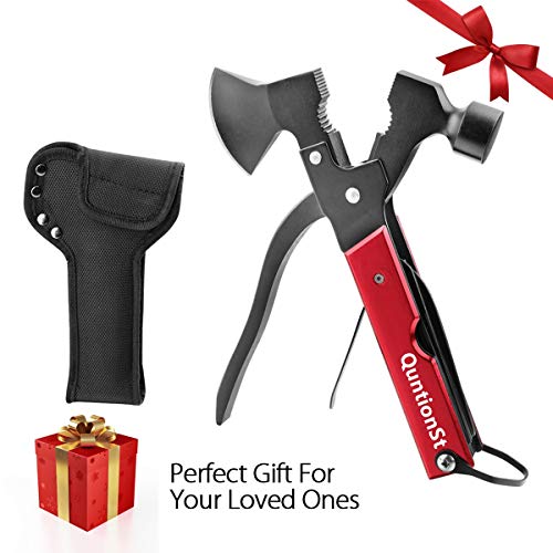 Camping Gear Multitool, Stocking Stuffers for Men, Christmas Mens Gifts for Dad Husband Boyfriend, 16 in 1 Camping Accessories Multitool Hatchet, Camping Tool with Axe,Hammer,Plier,Knife,Bottle Opener