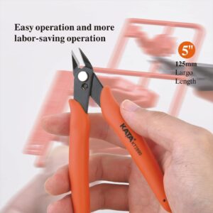 KATA 5 Inch Micro Wire Cutter, Precision Mini Flush Cutters and Clean Cut Pliers for Electronics, Model, Jewelry, Model Kits, Orange