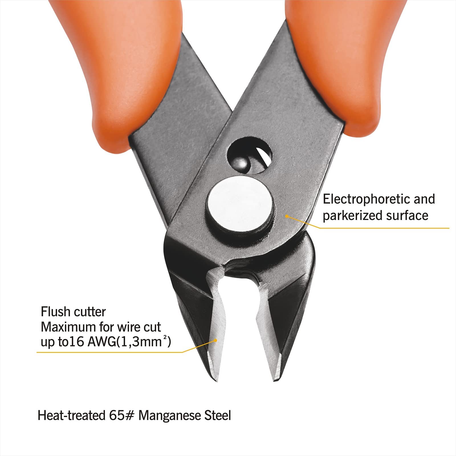 KATA 5 Inch Micro Wire Cutter, Precision Mini Flush Cutters and Clean Cut Pliers for Electronics, Model, Jewelry, Model Kits, Orange