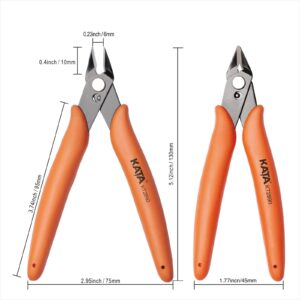 KATA 5 Inch Micro Wire Cutter, Precision Mini Flush Cutters and Clean Cut Pliers for Electronics, Model, Jewelry, Model Kits, Orange