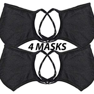 Universal Cloth Face Masks – Reusable Dust & Allergy Masks – 100% Cotton, 2 Layer, Washable, for Teens & Adults – Protects from Dust, Pollen, Pet Dander & More (Black, Medium- Pack of 4)