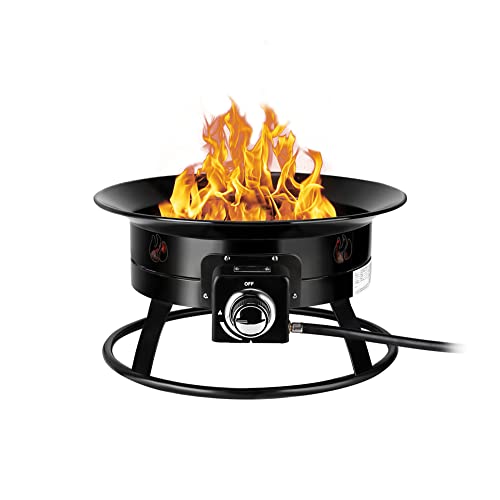 Portable Propane Fire Pit, Camplux Outdoor Gas Fire Bowl for RV Camping Backyard Party, FP19MB 19 Inch Diameter, Black