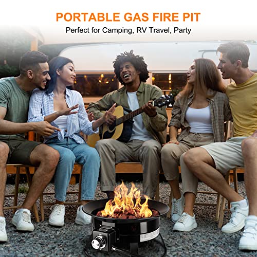 Portable Propane Fire Pit, Camplux Outdoor Gas Fire Bowl for RV Camping Backyard Party, FP19MB 19 Inch Diameter, Black