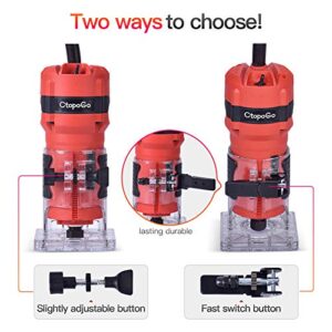 Compact Router Tool, 800W Wood Palm Router Tool for Woodworking, Hand Wood Trimmer Wood Router with 12PCS 1/4" Router Bits