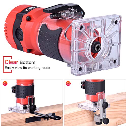 Compact Router Tool, 800W Wood Palm Router Tool for Woodworking, Hand Wood Trimmer Wood Router with 12PCS 1/4" Router Bits