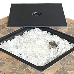 Hiland AFP-STT Outdoor Patio 40,000 BTU 30x30 Inch Square Tile Table Top Propane Fire Pit and Fire Glass