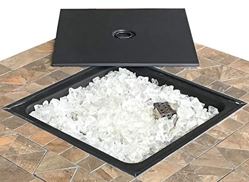 Hiland AFP-STT Outdoor Patio 40,000 BTU 30x30 Inch Square Tile Table Top Propane Fire Pit and Fire Glass