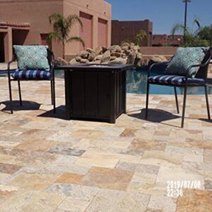 Hiland AFP-STT Outdoor Patio 40,000 BTU 30x30 Inch Square Tile Table Top Propane Fire Pit and Fire Glass