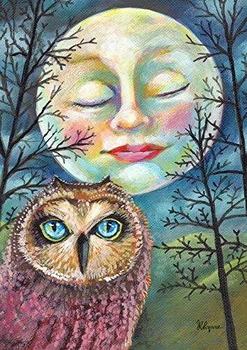 Toland Home Garden 12x18 Inch Double Sided Garden Flag Fall Flag, Moonlit Owl Fall Garden Flag For Outdoor Yard Decoration