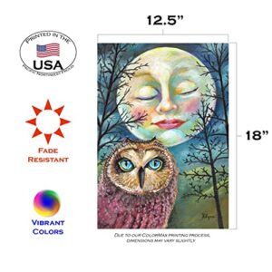 Toland Home Garden 12x18 Inch Double Sided Garden Flag Fall Flag, Moonlit Owl Fall Garden Flag For Outdoor Yard Decoration