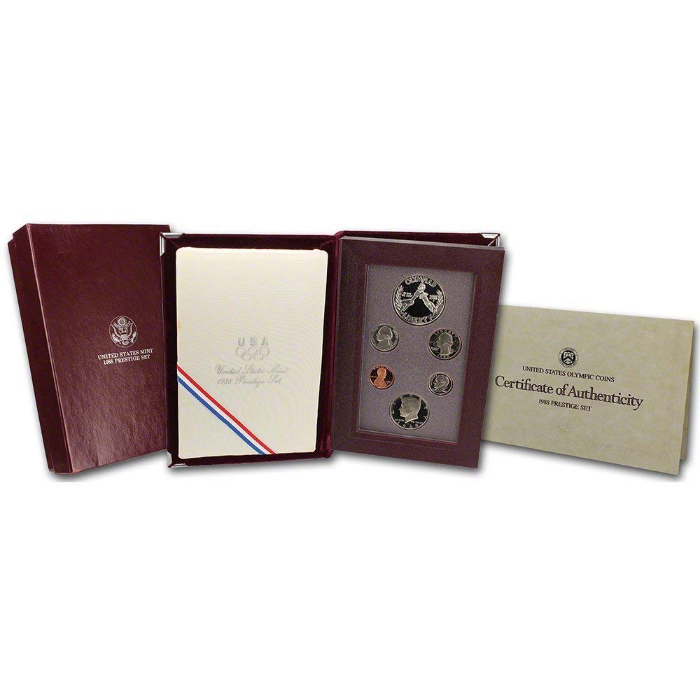 1988 US Mint Prestige Proof Set Original Government Packaging with Silver Olympic Dollar Proof