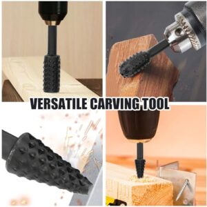 Rotary Drill Bits Set Wood Carving File Rasp Drill Bit of 5Pcs, 1/4" 6mm Shank Tool Power Tools Woodworking Chisel Shaped Rotating Embossed Grinding Head