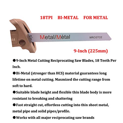 10-Piece 9” 18-TPI Metal Cutting Reciprocating Saw Blades